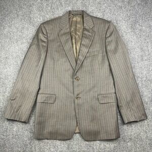 40L Men Coppley Ermenegildo Zegna Blazer Gray Wool/Silk 2 Button Brown/Blue